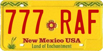 NM license plate 777RAF