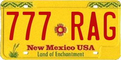 NM license plate 777RAG