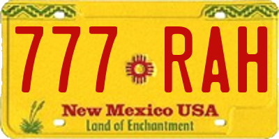 NM license plate 777RAH