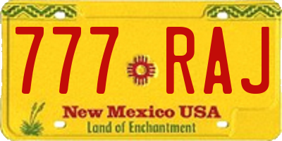 NM license plate 777RAJ