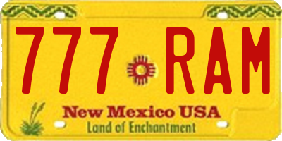 NM license plate 777RAM