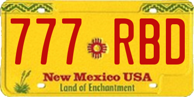 NM license plate 777RBD