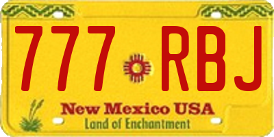 NM license plate 777RBJ
