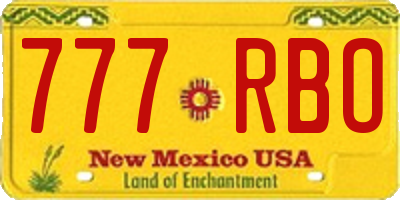 NM license plate 777RBO