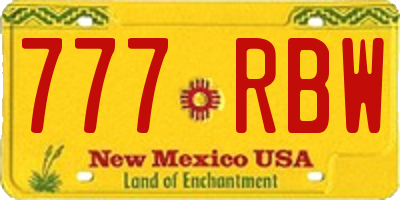 NM license plate 777RBW