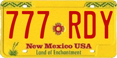 NM license plate 777RDY