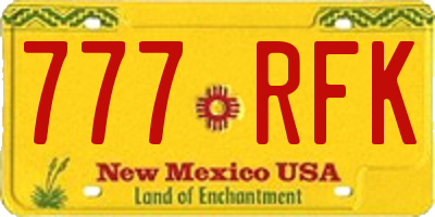 NM license plate 777RFK