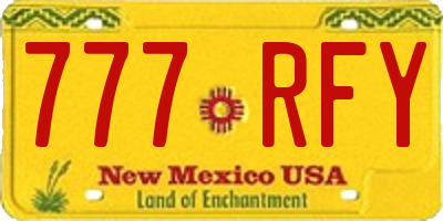 NM license plate 777RFY