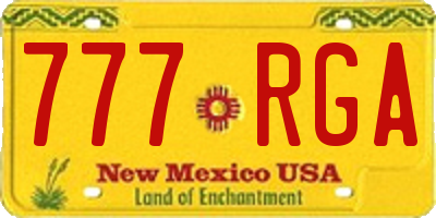 NM license plate 777RGA