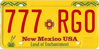 NM license plate 777RGO