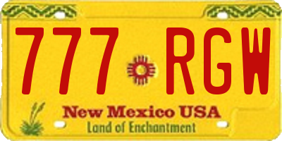 NM license plate 777RGW