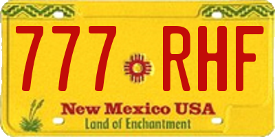 NM license plate 777RHF