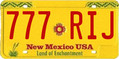 NM license plate 777RIJ