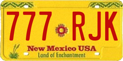 NM license plate 777RJK