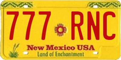 NM license plate 777RNC