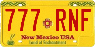 NM license plate 777RNF