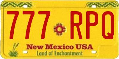 NM license plate 777RPQ