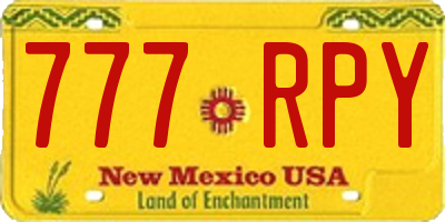 NM license plate 777RPY