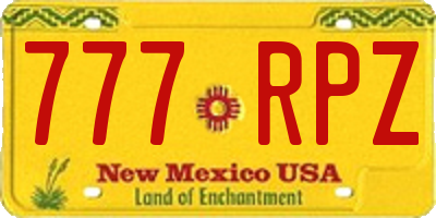 NM license plate 777RPZ