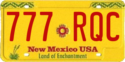 NM license plate 777RQC