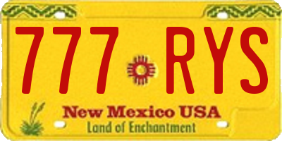 NM license plate 777RYS