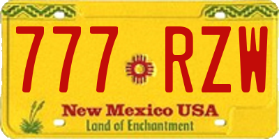 NM license plate 777RZW