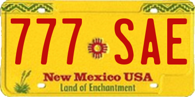 NM license plate 777SAE