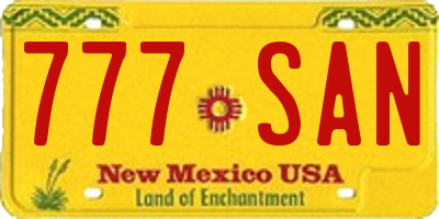NM license plate 777SAN