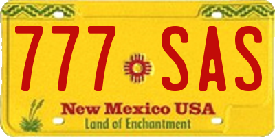 NM license plate 777SAS