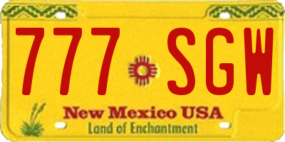 NM license plate 777SGW