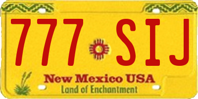 NM license plate 777SIJ