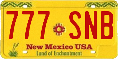 NM license plate 777SNB