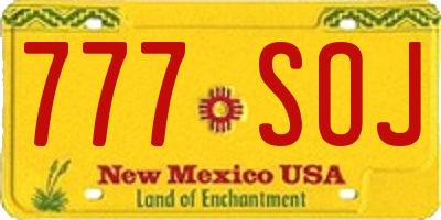 NM license plate 777SOJ