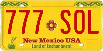 NM license plate 777SOL