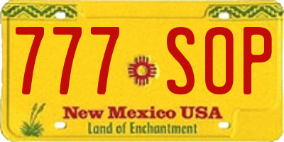 NM license plate 777SOP