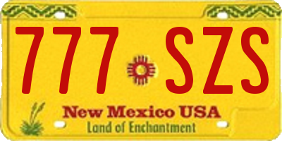 NM license plate 777SZS