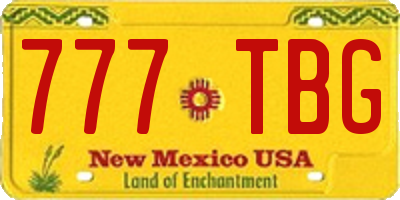 NM license plate 777TBG