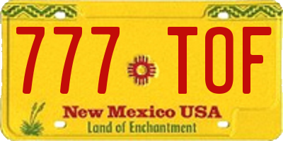 NM license plate 777TOF