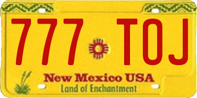 NM license plate 777TOJ