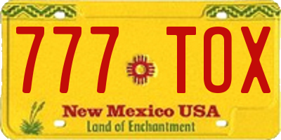 NM license plate 777TOX