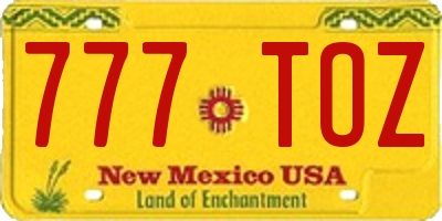NM license plate 777TOZ