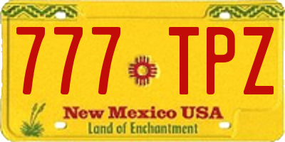 NM license plate 777TPZ