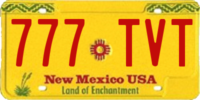 NM license plate 777TVT
