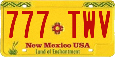NM license plate 777TWV