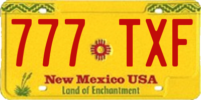 NM license plate 777TXF