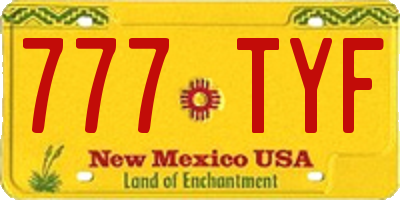 NM license plate 777TYF