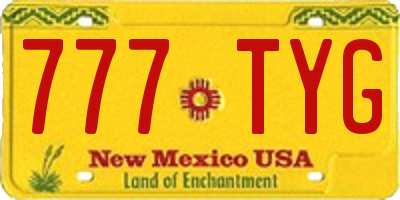NM license plate 777TYG