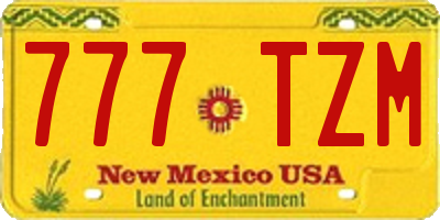 NM license plate 777TZM