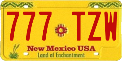 NM license plate 777TZW