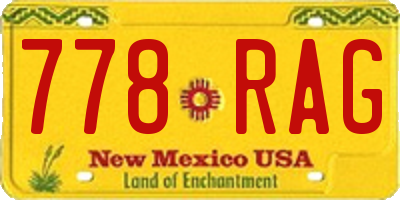 NM license plate 778RAG